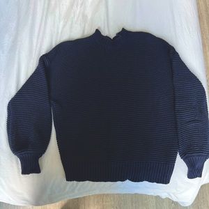 Alex Mill Dark Navy Button Back Crewneck Sweater